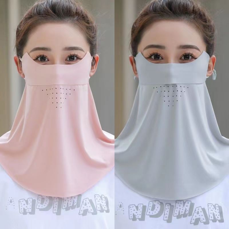 女性用日焼け止めマスク、夏用ロングネックプロテクター、紫外線防止、氷の薄い通気性、サイクリングと運転用サンシェード、フルフェイスマスク|undefined