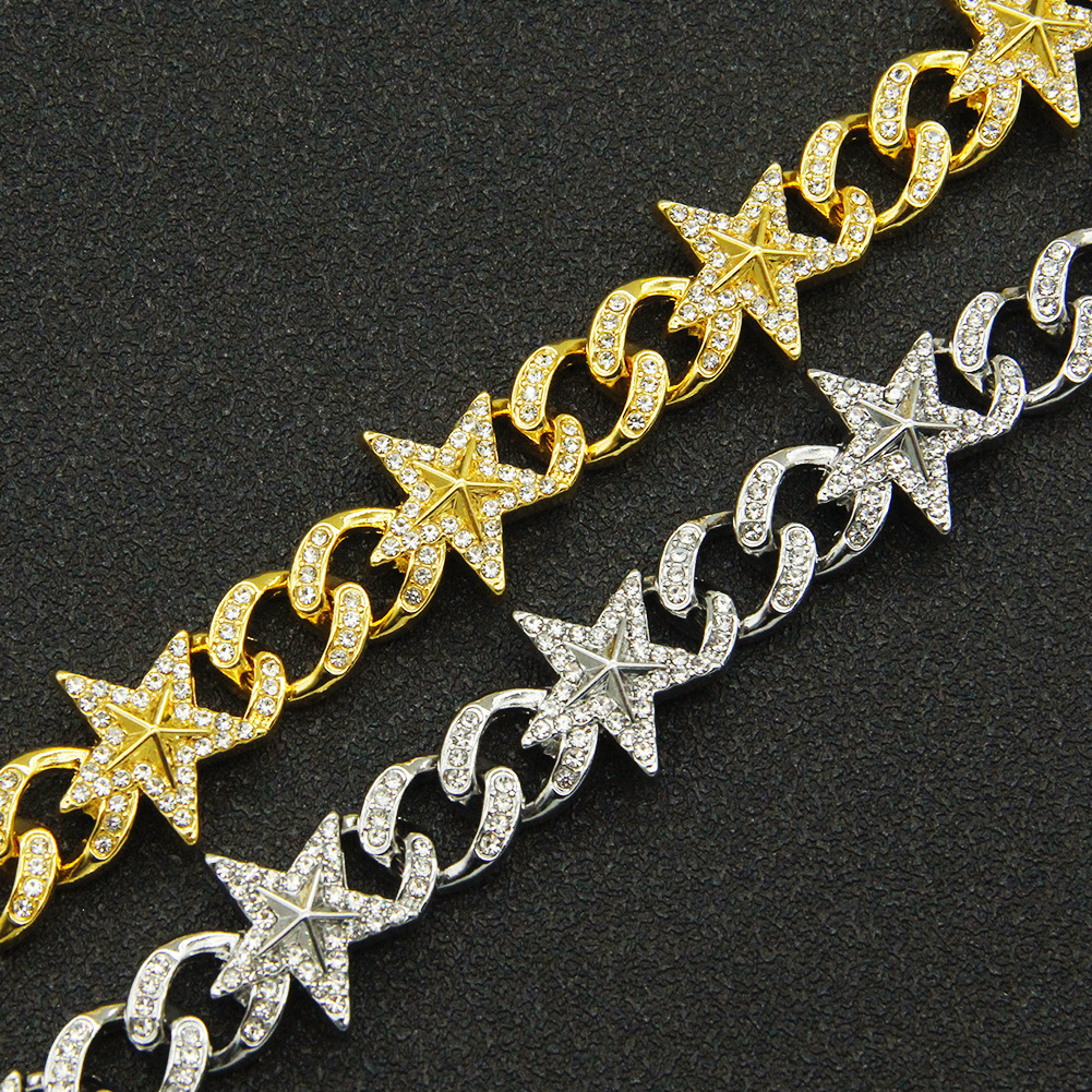 Hip-hop Three-dimensional Stars Full Diamond Cuban Chain Bracelet Trendy Bracelet display picture 5