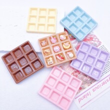 新款彩色九宫格奶油胶DIY树脂盘子配件手机壳冰箱贴过家家批发