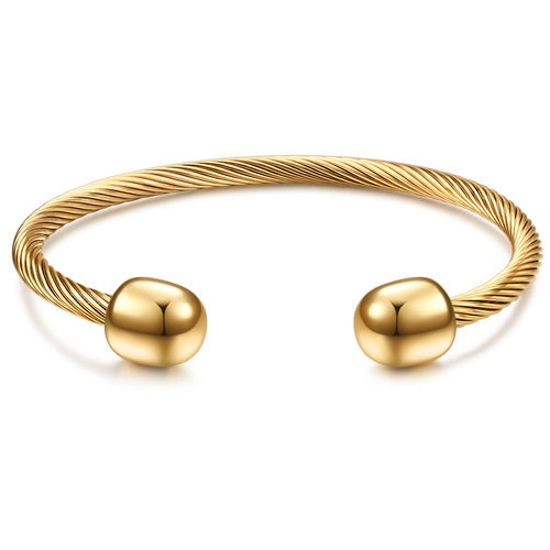 European and American simple C-shaped titanium steel bracelets, retro, versatile cables, fashionable openings, stainless steel women's bracelets wholesale
