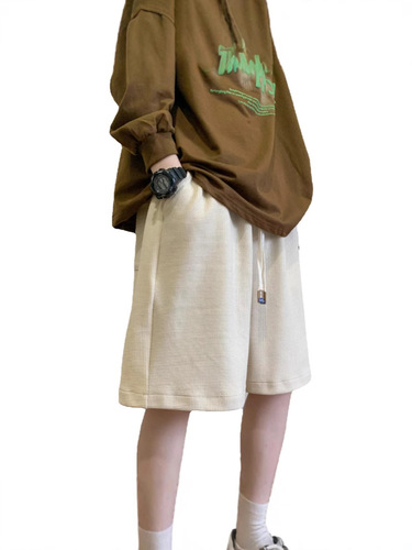 Waffle shorts, men's summer fashion brand loose and heavy men's medium pants, American sports, men's casual quarter pants
