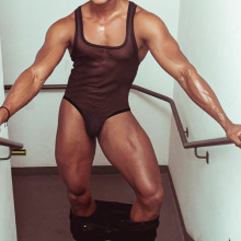 性感男士连体衣塑身背心透明凉感超薄紧身打底透气三角内裤AD7431