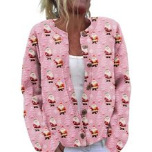 2025跨境亚马逊冬季女士新款卡通圣诞老人数码动物印花女士仿毛衣