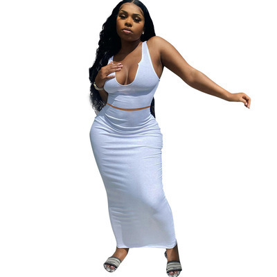 V-neck camisole suit sleeveless long dress NSYF62640