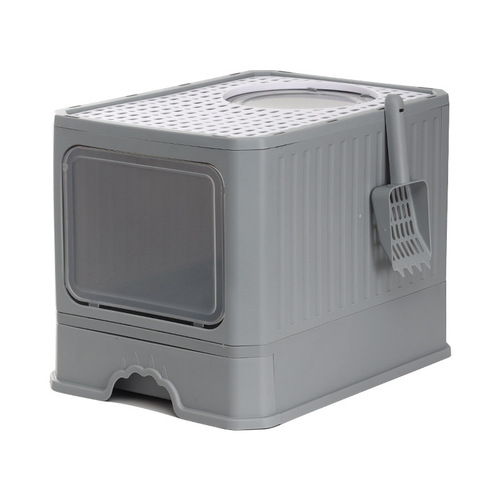 Factory wholesale large double-door removable drawer-type folding cat litter box fully enclosed anti-splash top cat toilet