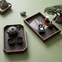レトロな木製茶器茶菓子トレイ長方形収納禅風トレイ高級感のある家庭用中華風トレイ装飾品