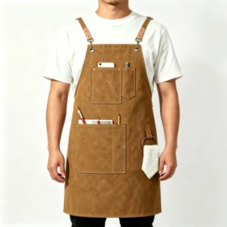 跨境帆布围裙防水防油耐磨美术画画餐饮咖啡店上班专用工作服定制