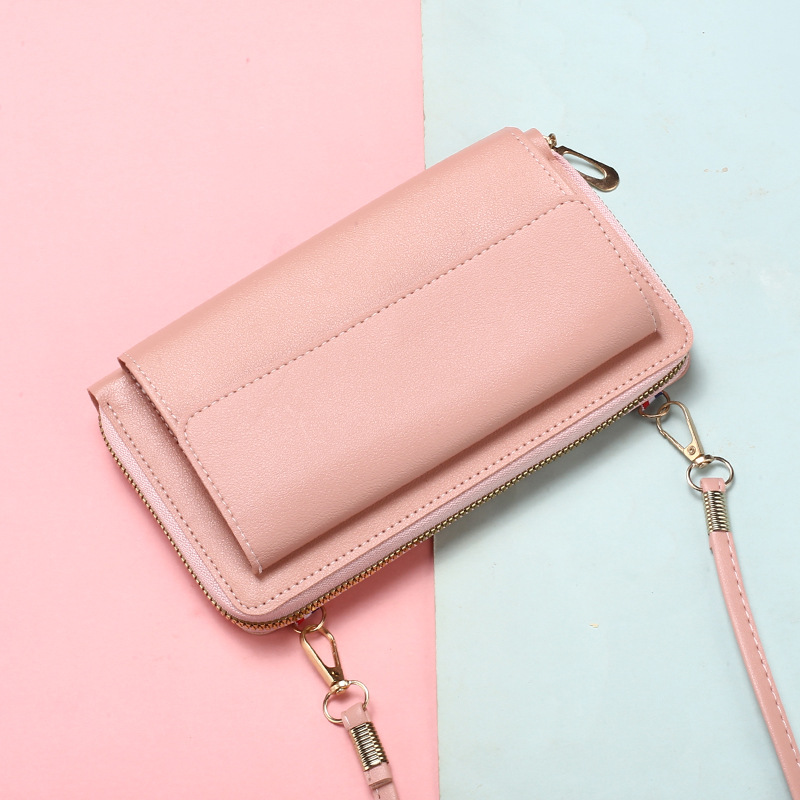 Comercio exterior transfronterizo damas billetera larga con cremallera coreana de gran capacidad de bolso de tramo inclinado de moda femenina función de bolso de teléfono móvil versátil