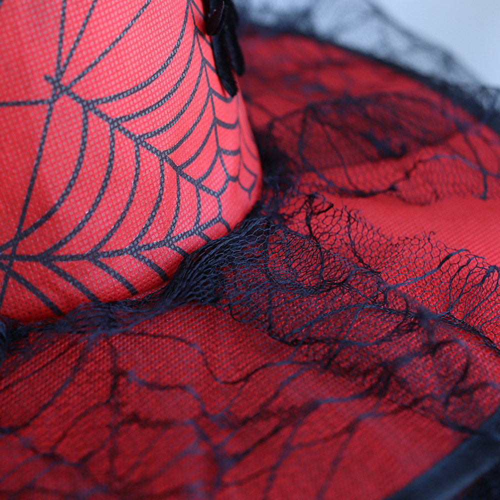 Sombrero de bruja de Halloween, maquillaje, disfraces, accesorios, baile de cosplay, sombrero de bruja, malla, araña pegajosa, sombrero de mago