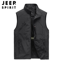 JEEP SPIRIT新款男士多袋马甲钓鱼坎肩宽松透气大码男时尚马甲