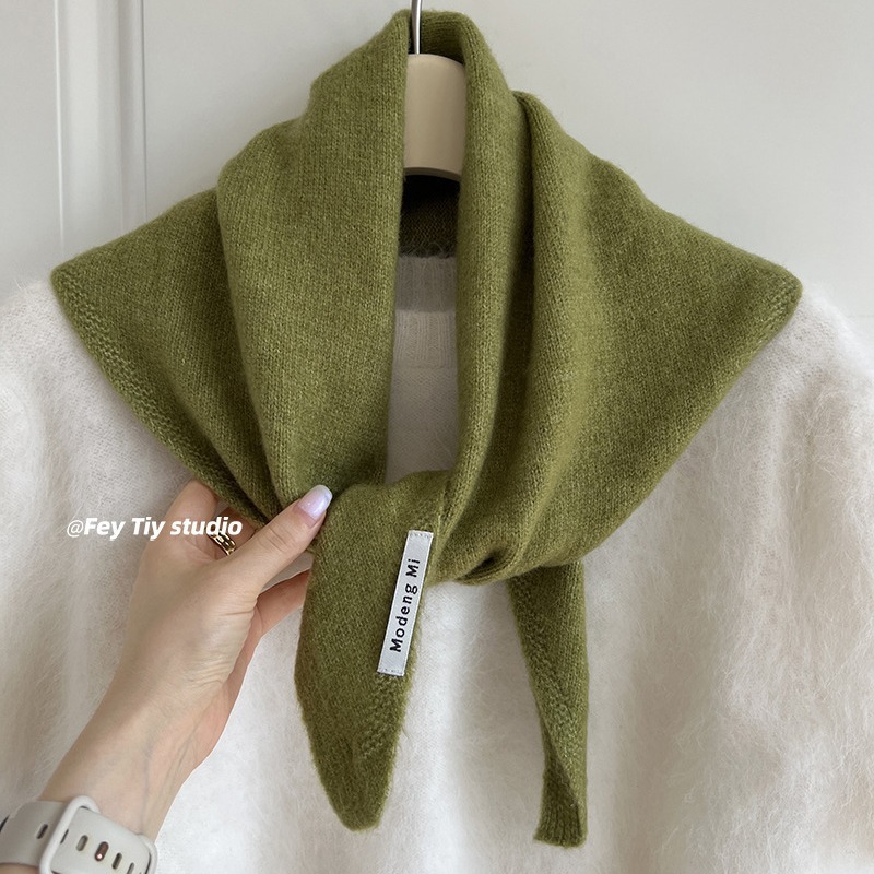 Korean High-End Wool Triangle Scarf Korean Style Knitted Shawl Women's Outer Warm Triangle Scarf Small Waistcoat Korean High-End Wool Triangle Scarf Korean Style Knitted Shawl Women's Outer Warm Triangle Scarf Small Waistcoat