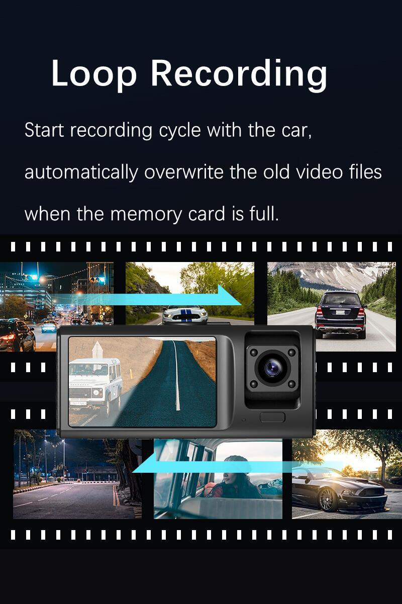 Cross-border new V20 three-record driving recorder 1080p night vision three-lens WIFI recorder reversing visual