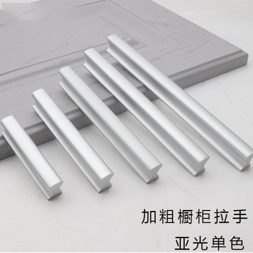 Modern simple matte silver straight strip aluminum alloy handle wardrobe cabinet American aluminum profile matte handle
