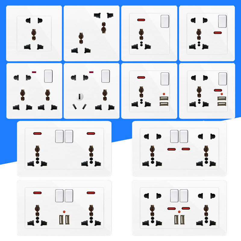 86型暗装墙壁开关港版英式五孔5二三插孔英标USB插座13a面板|ms