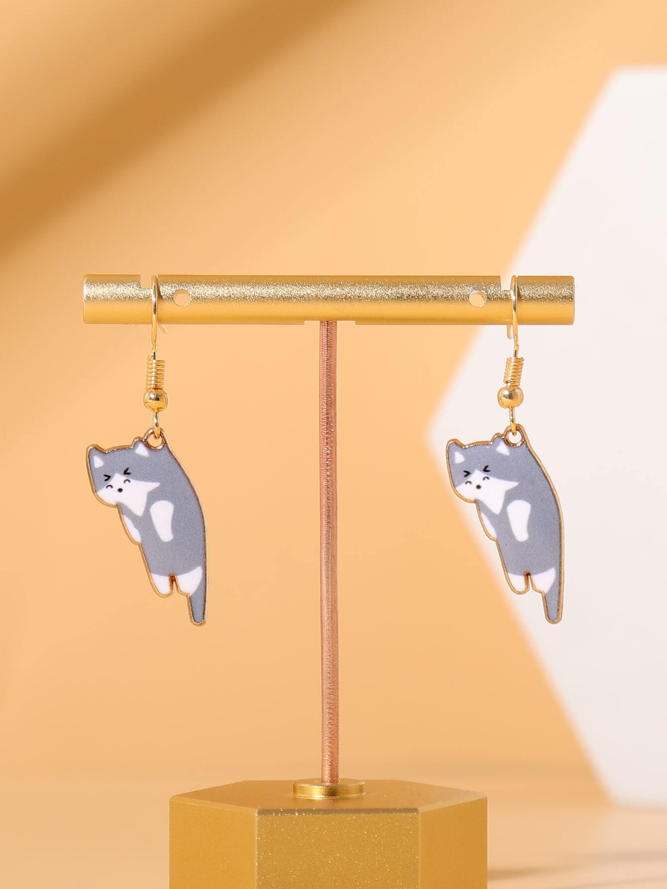 Cartoon Style Cat Alloy Plating Earrings 1 Pair display picture 5