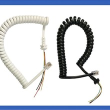 墙挂式电话机手柄门铃线4芯铜丝PVC螺旋线塑胶听筒咪头电话线抗拉