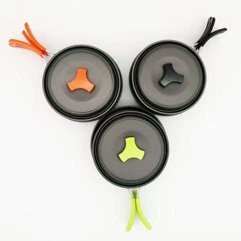 Manufacturer wholesale DS200 pot set 1-2 people outdoor camping alumina picnic pot cookware combination
