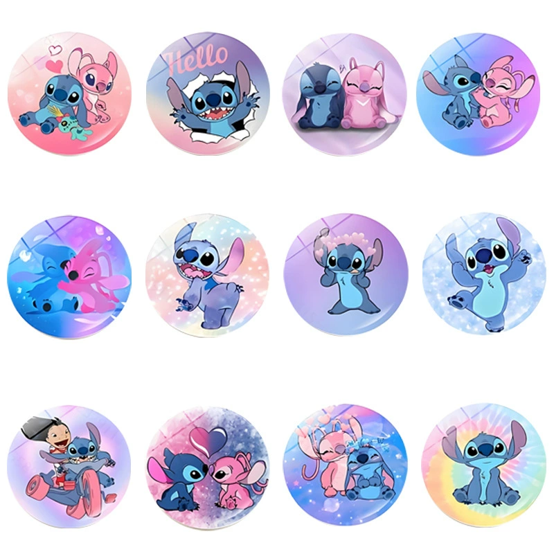 Производитель поставляет трансграничные поставки красочных стеклянных патчей с Стичем и Ангелом, мягкие магнитные магниты на холодильник, детский подарок