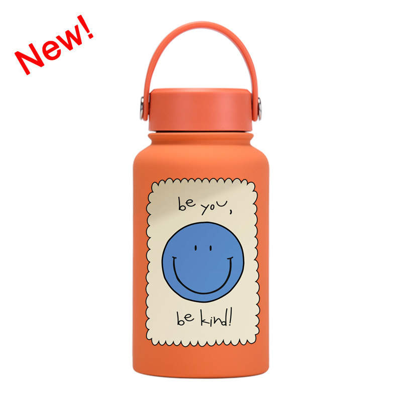 Nueva transfronteriza 650ml taza de vacío de boca ancha portátil de vacío niños estudiante deportes hervidor de agua de impresión al aire libre taza