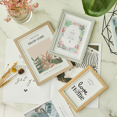 木質相框擺台7寸5 6 8 10 A4拼色畫框掛牆影樓簡約像框照片牆批發