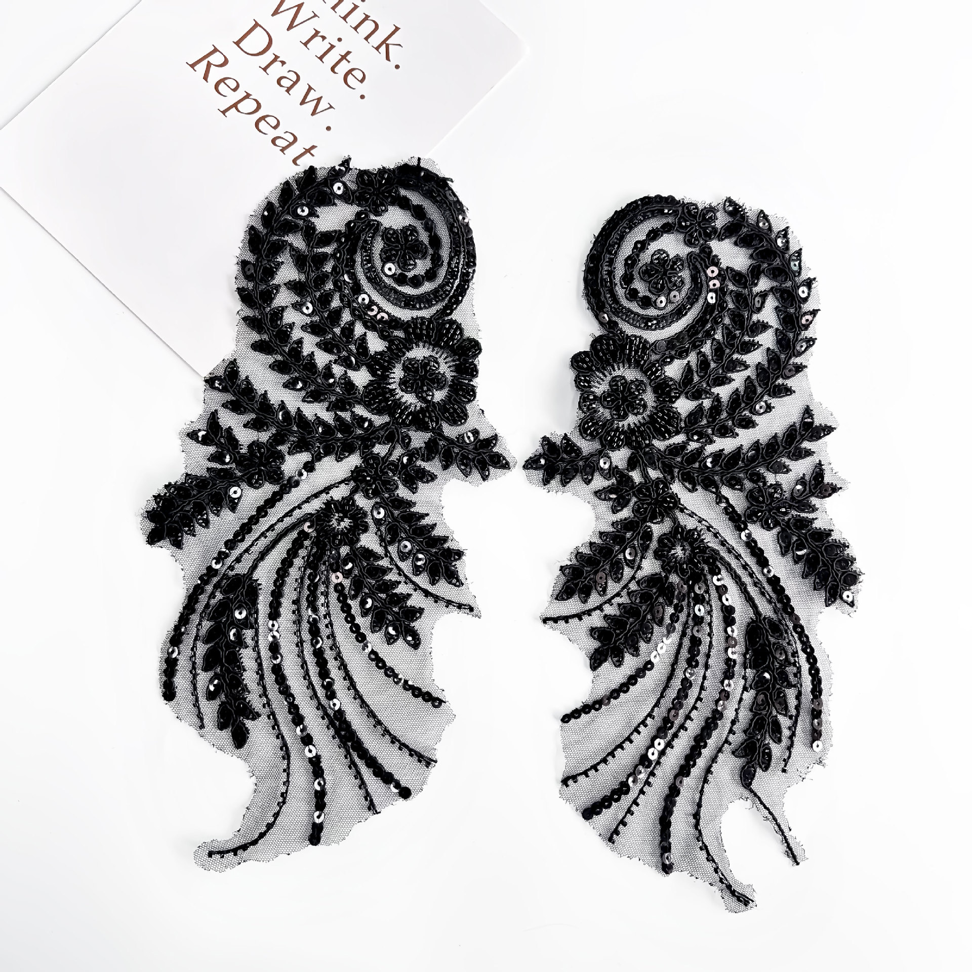 24g Weight Clothing Sticker Patches Classification 1 Pair Quantity Polyester Material Wings Pattern Elegant Style 1 Pair Elegant Wings Polyester Clothing Sticker Patches 2