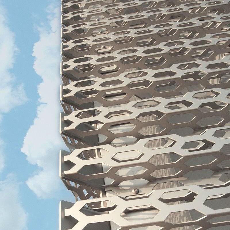 外墙网 金属折弯菱形网 幕墙装饰铝孔板 冲孔长城奥迪4S店