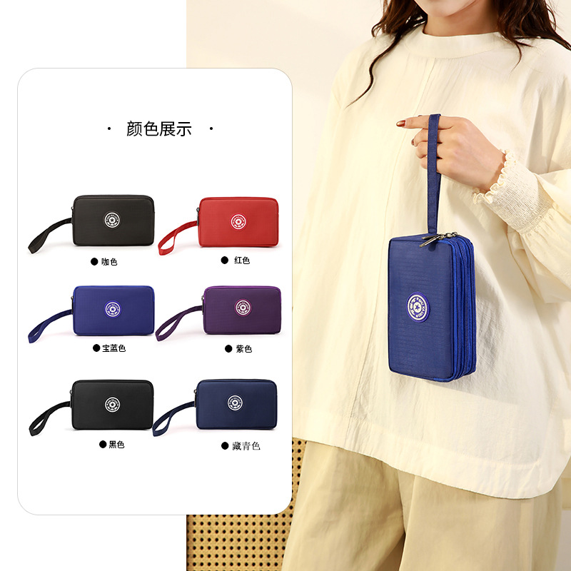 Nuevo bolso de teléfono móvil de tres capas de 7 pulgadas bolso de mano de tela bolso de cambio bolso de mano bolso de promoción