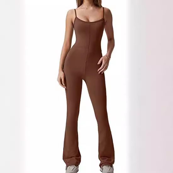 2023 transfronteriza Amazon nuevo apretado pantalones de mono de costura de color sólido europeo y americano