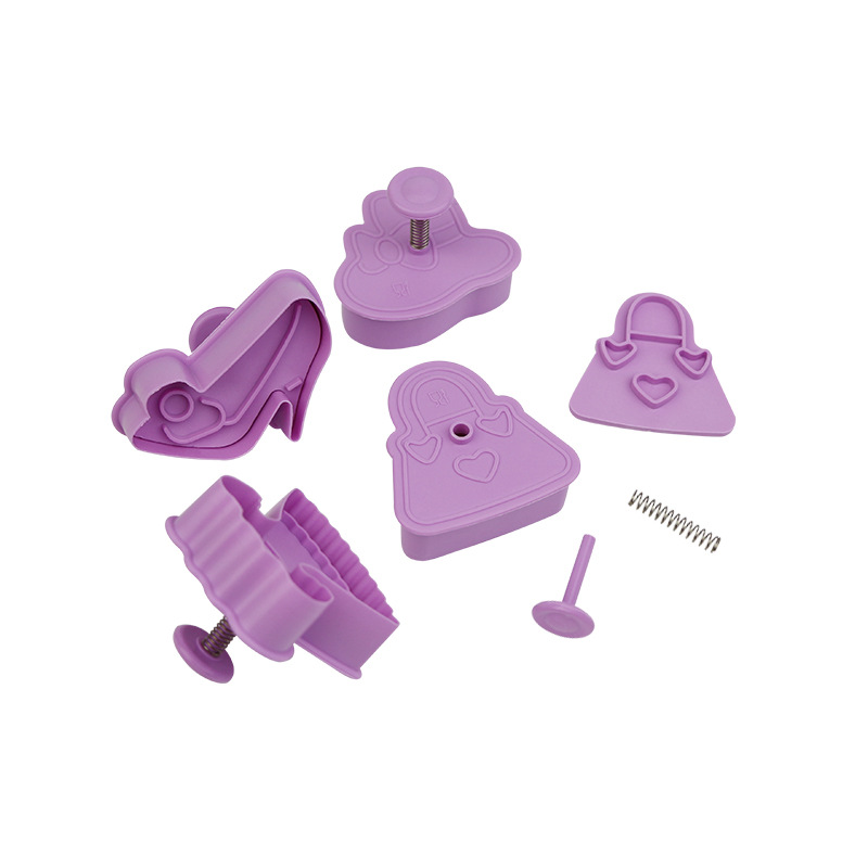 3D plástico estereoscópico prensado galletas molde sección molde de dama tacones altos falda sombrero molde de flip