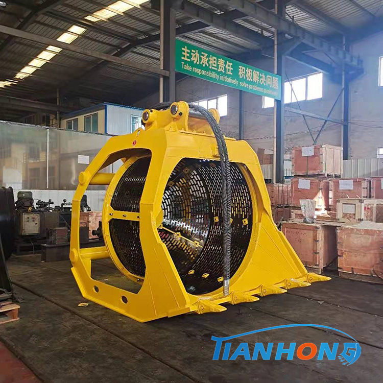 济宁天鸿 20吨级挖掘机旋转筛分斗 河道泥沙清洗水陆两用沙石分离