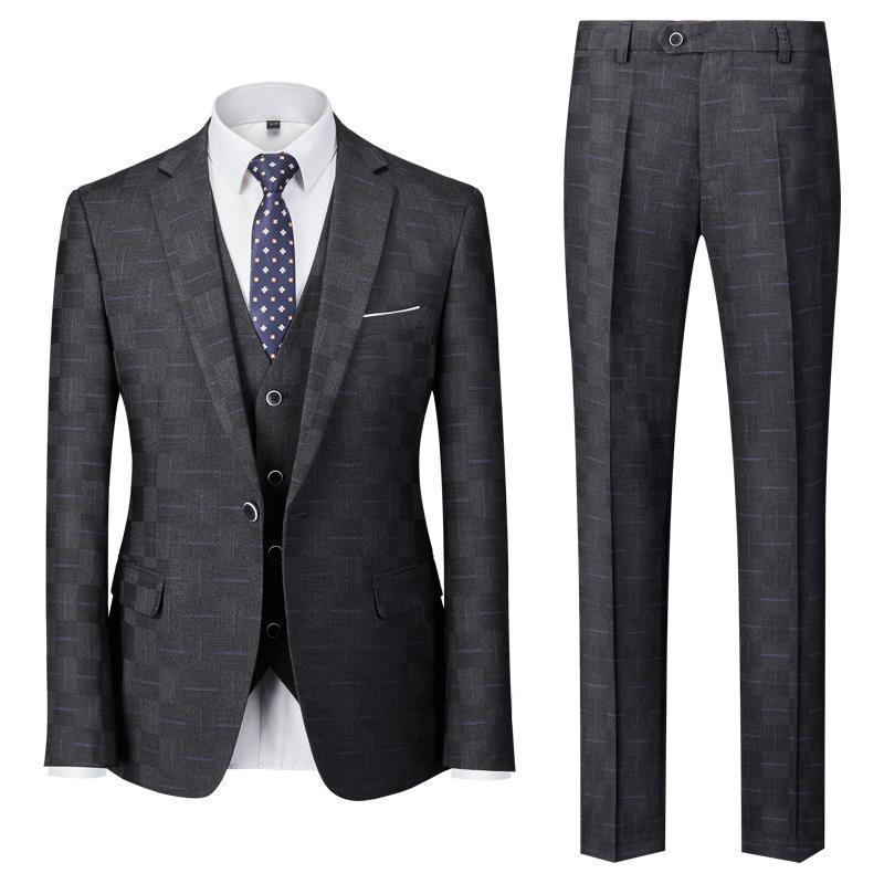 Men's Clothing new plaid men's suit slim suit suit men's casual and temperament daily wedding work temperament_voghion.com