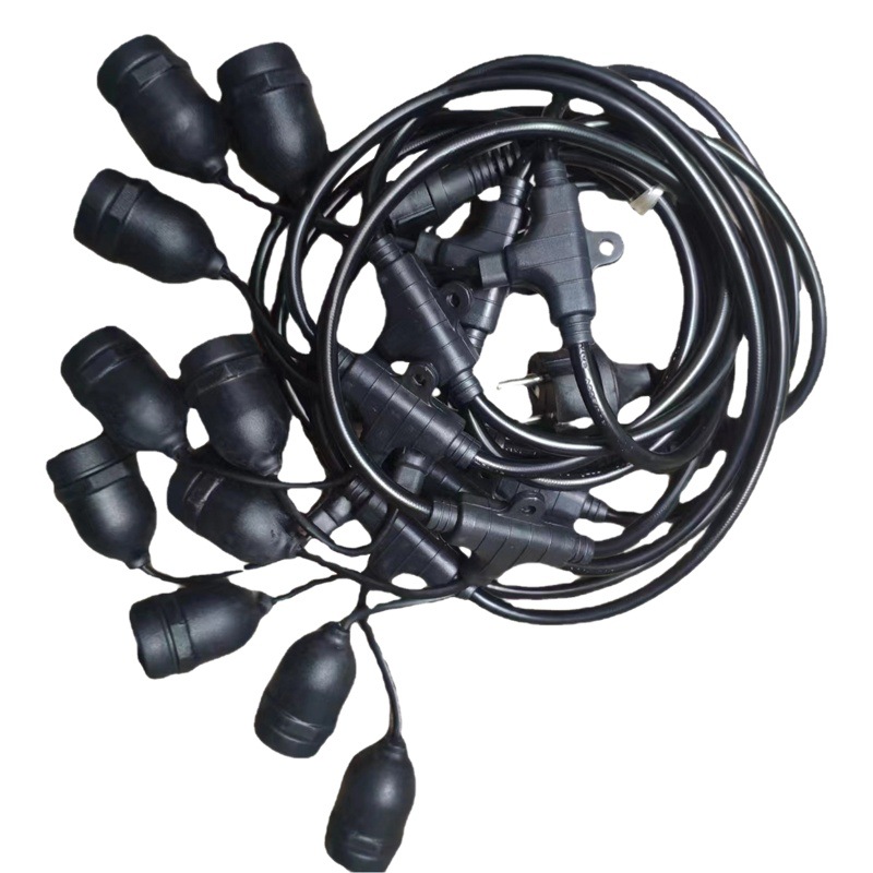 Guirnalda de luces LED con portalámparas E27 a prueba de agua, para exteriores, balcones, jardines, luces colgantes coloridas, iluminación para camping, decoración, cable con núcleo de cobre