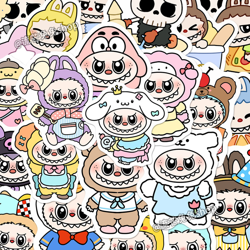 【オリジナル】ラブブステッカー170枚、パズルドレスアップステッカー、バブルマート周辺機器、携帯電話・パソコンステッカー|undefined