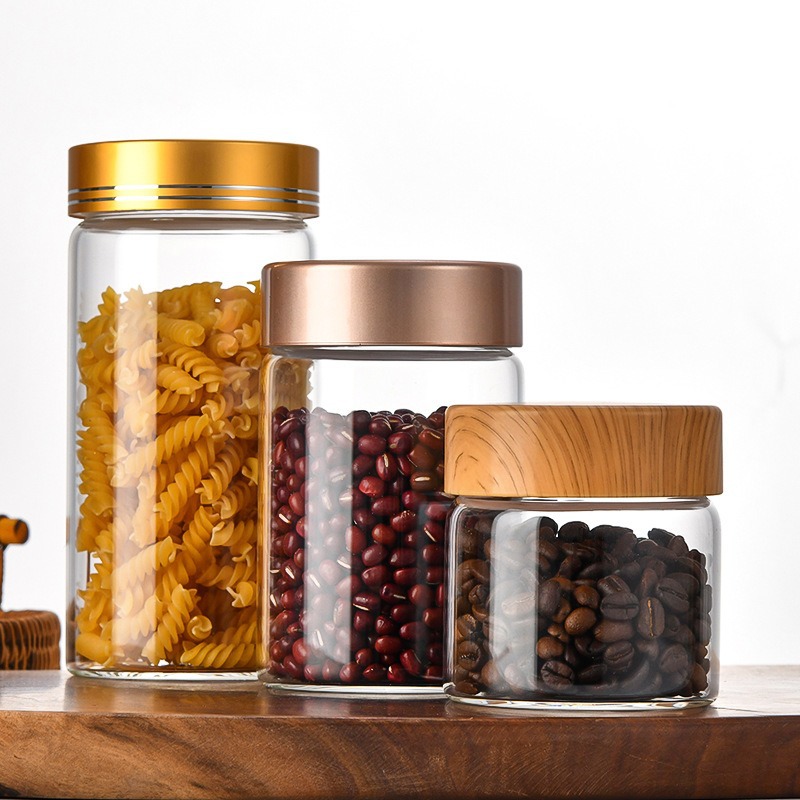 Granos de granos de granos de granos de granos de alta capacidad de vidrio de alta borosilicona de 78 mm de diámetro, botella de contenedor de almacenamiento de cocina doméstica