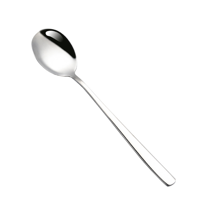 304 Stainless Steel Spoon Korean Long Handle Soup Spoon Spoon for Stirring Eating Spoon Western Food Dessert Spoon Factory Direct Supply