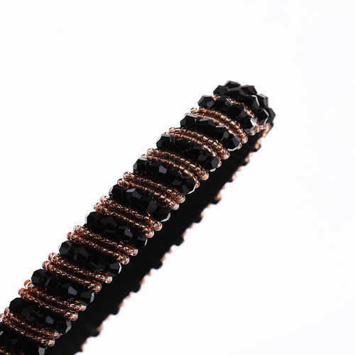 New European and American Baroque crystal headband small version sponge thin edge headband Korean version rhinestone beaded hair accessories for women