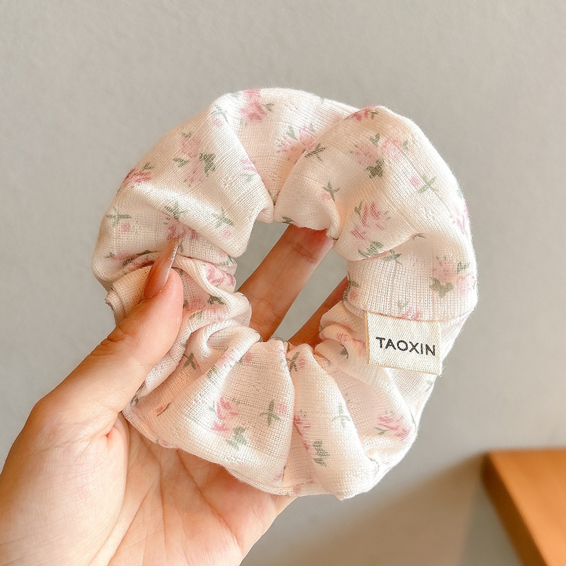 Satín coreano anillo de cabello de intestino grande mujer de moda cuerda de cabeza de alta calidad temperamento flor de cabello bola de cabello toque de cabeza