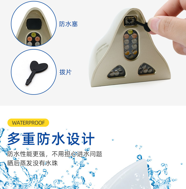 Shark Fin Solar Strobe Light Car Universal Roof Anti-Rear Collision Strong Magnetic Model 18 Lights Modified for Decoration
