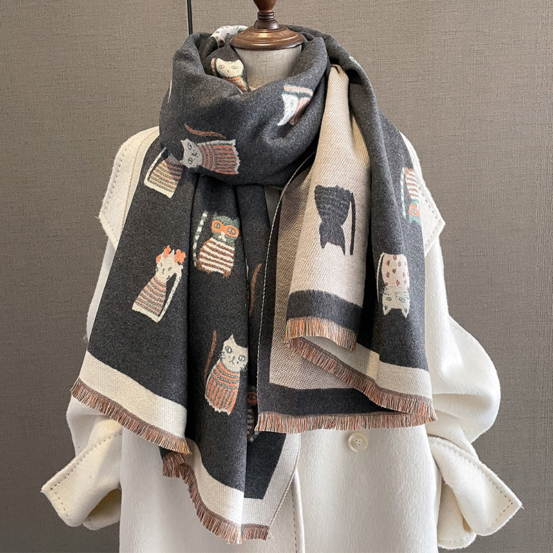 Holiday, Daily Occasion Women's Basic Color Block Imitation Cashmere Printing Scarf