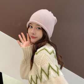 堆堆帽女韩版潮ins网红毛线套头包头帽冷帽春秋日系针织潮帽子