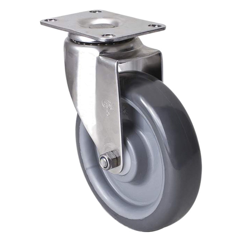 Rueda Mediana de Acero Inoxidable S54-75 3-5 Pulgadas de Poliuretano Giratoria con Freno