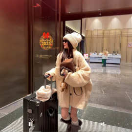 新年大衣~定纺圈圈羊毛外套宽松慵懒加厚夹棉