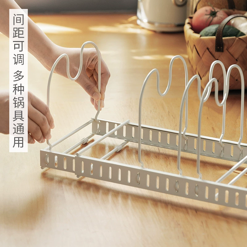 Dicker cabinet built -in pot rack home white tone expansion kitchen pot lid setting rack table storage shelf