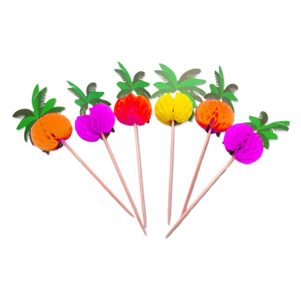 Гавайи Кокосовая пальма сотовый фруктовый знак одноразовый коктейль декоративный зонтик знак восьмиугольный зонтик знак мини-набор