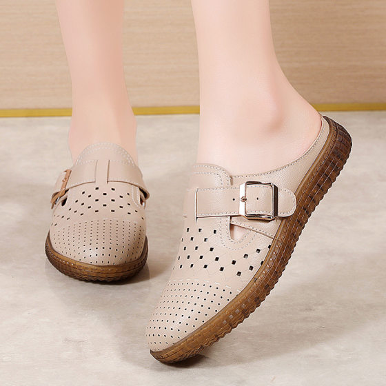 Cross-border plus size 2025 New Summer Muller Shoes Women's Fashion Half-tow Single Shoes Women's Non-slip Women's Shoes 35-42