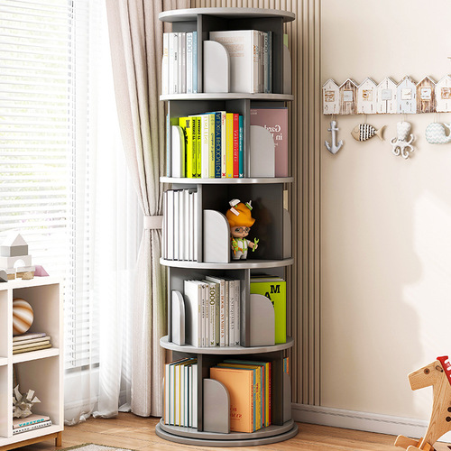 Rotating bookshelf floor-standing 360-degree simple picture book storage rack home bedroom simple modern Internet celebrity bookcase
