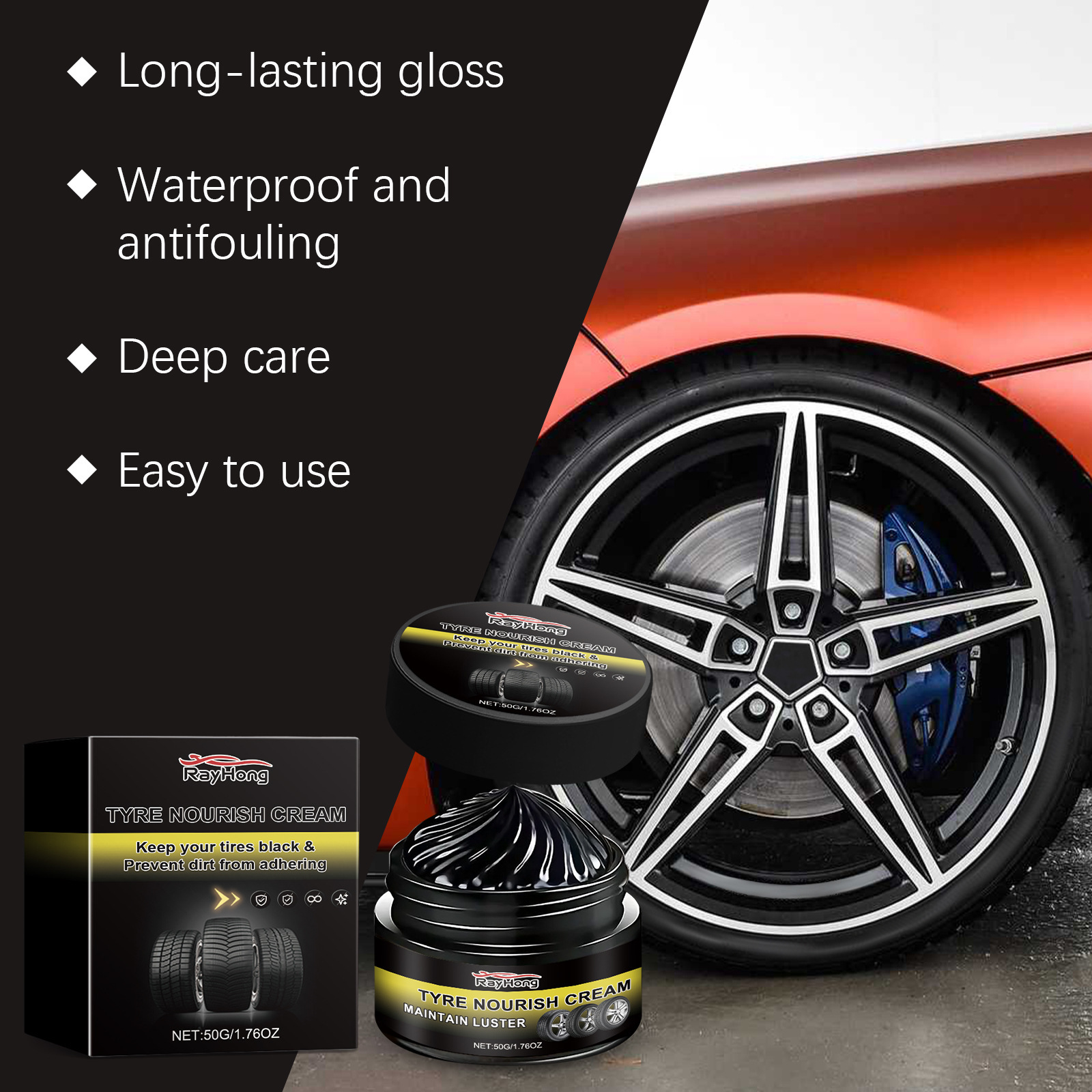 Rayhong Car Tire Retreading Wax Long-Lasting Protection Anti-Fouling Tire Aging Dust Polishing Wheel Retreading Wax