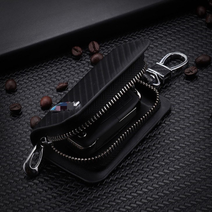 Venta directa de fábrica de estuche para llaves de coche con patrón de fibra de carbono, estuche para llaves con logotipo de coche universal, modelos completos