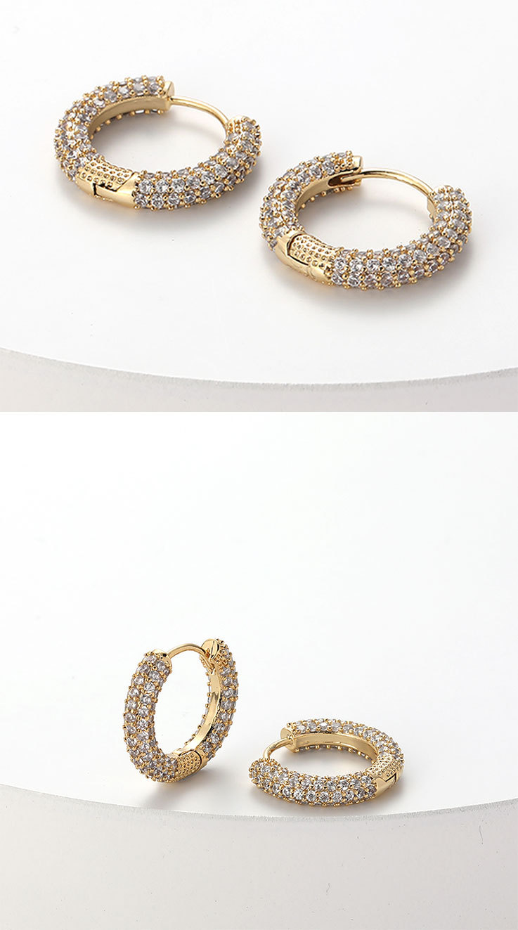 fashion geometric circle inlaid zircon copper stud earrings wholesale