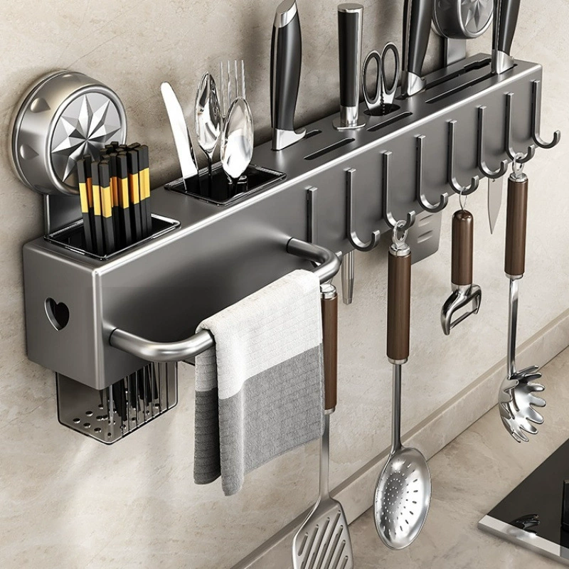 Настенный многофункциональный органайзер для хранения ножей и лопаток с присосками, без сверления.